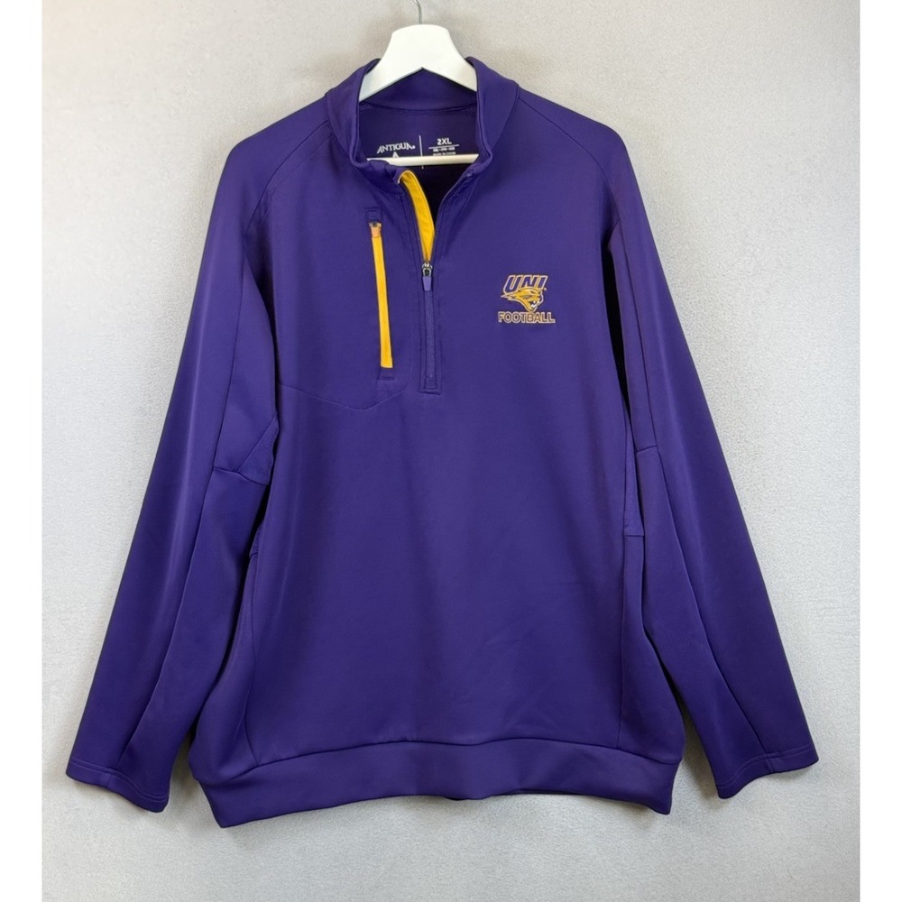 Antigua Men's Sz 2XL Northern Iowa UNI Panthers Football QTR-Zip Pullover Jacket